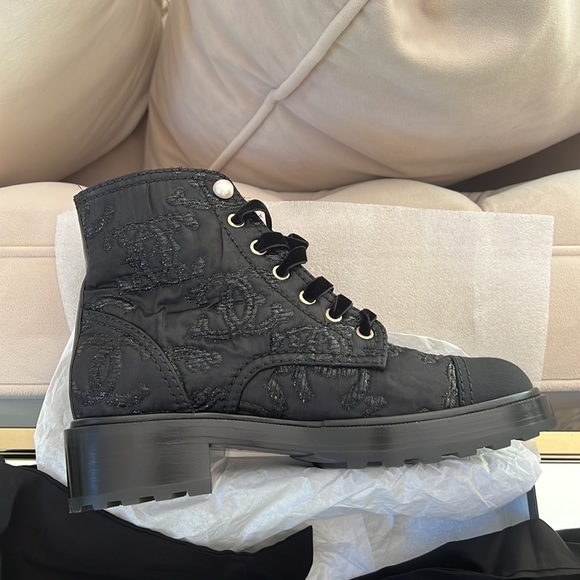 Brand New Chanel Lace Up Pattern Boots - Picture 2 of 5